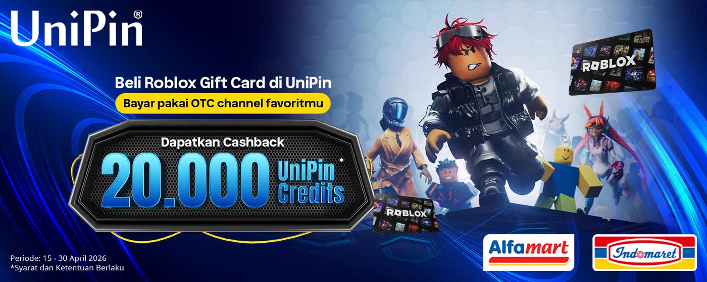 Top Up Roblox pakai Voucher UniPin di Alfamart & Indomaret, Dapatkan Bonus Hingga 20Ribu UniPin Credits!
